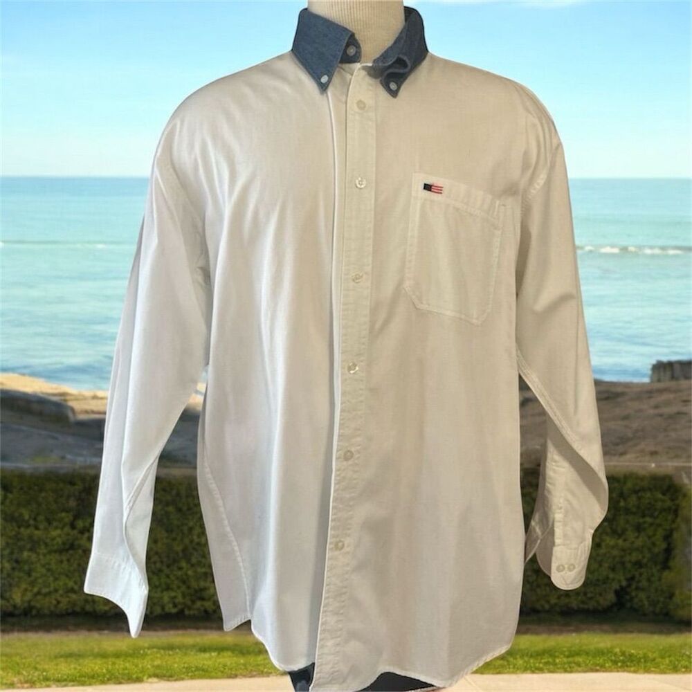 Vintage Avalon collection Men's L White Button-Up Collar shirt